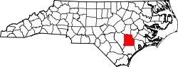 Karte von Duplin County innerhalb von North Carolina