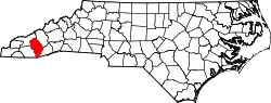 Karte von Jackson County innerhalb von North Carolina