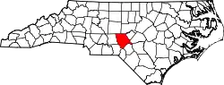 Karte von Moore County innerhalb von North Carolina