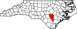 Karte von Sampson County innerhalb von North Carolina