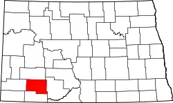 Karte von Hettinger County innerhalb von North Dakota