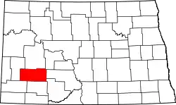 Karte von Stark County innerhalb von North Dakota