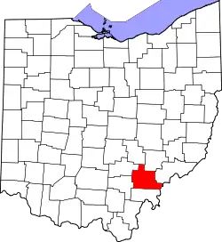 Karte von Athens County innerhalb von Ohio