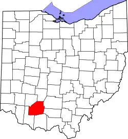 Karte von Highland County innerhalb von Ohio