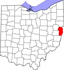 Karte von Jefferson County innerhalb von Ohio