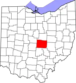 Karte von Licking County innerhalb von Ohio