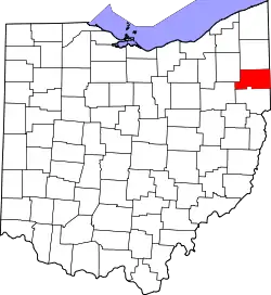 Karte von Mahoning County innerhalb von Ohio