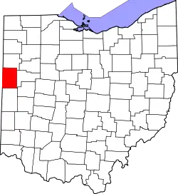 Karte von Mercer County innerhalb von Ohio