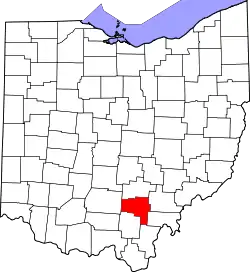 Karte von Vinton County innerhalb von Ohio