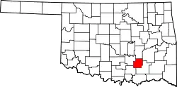 Karte von Coal County innerhalb von Oklahoma