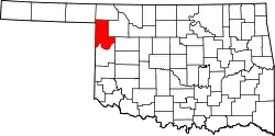 Karte von Ellis County innerhalb von Oklahoma