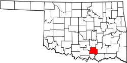 Karte von Johnston County innerhalb von Oklahoma