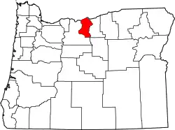 Karte von Sherman County innerhalb von Oregon