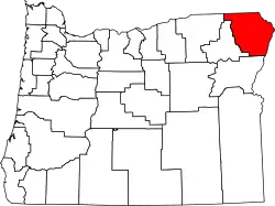 Karte von Wallowa County innerhalb von Oregon