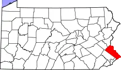 Karte von Bucks County innerhalb von Pennsylvania