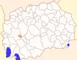 Karte von Nordmazedonien, Position von Opština Plasnica hervorgehoben
