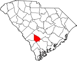 Karte von Bamberg County innerhalb von South Carolina