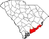 Karte von Charleston County innerhalb von South Carolina