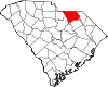 Karte von Chesterfield County innerhalb von South Carolina