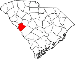 Karte von Edgefield County innerhalb von South Carolina