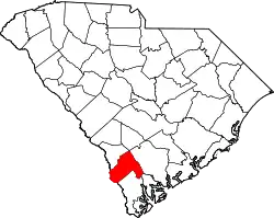 Karte von Hampton County innerhalb von South Carolina
