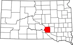 Karte von Brule County innerhalb von South Dakota
