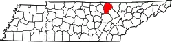 Karte von Fentress County innerhalb von Tennessee