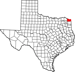 Karte von Bowie County innerhalb von Texas