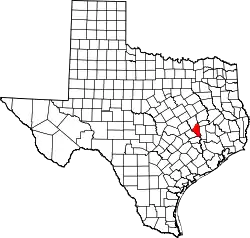 Karte von Brazos County innerhalb von Texas