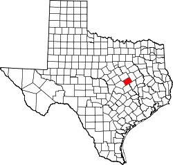 Karte von Falls County innerhalb von Texas