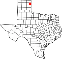 Karte von Hemphill County innerhalb von Texas
