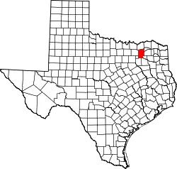 Karte von Hunt County innerhalb von Texas
