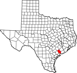 Karte von Jackson County innerhalb von Texas
