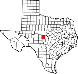 Karte von McCulloch County innerhalb von Texas