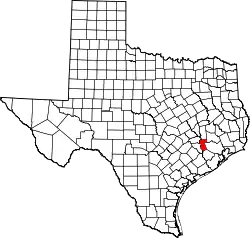 Karte von Waller County innerhalb von Texas