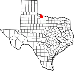 Karte von Wilbarger County innerhalb von Texas