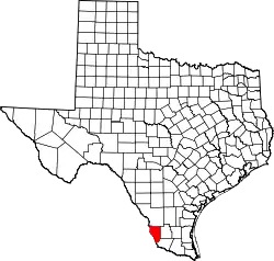 Karte von Zapata County innerhalb von Texas