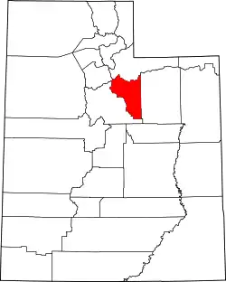 Karte von Wasatch County innerhalb von Utah