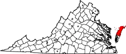 Karte von Accomack County innerhalb von Virginia