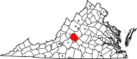 Karte von Amherst County innerhalb von Virginia