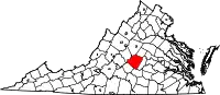 Karte von Buckingham County innerhalb von Virginia