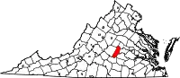 Karte von Cumberland County innerhalb von Virginia