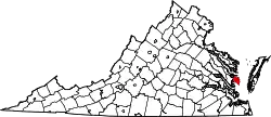 Karte von Mathews County innerhalb von Virginia