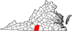 Karte von Pittsylvania County innerhalb von Virginia