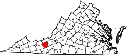 Karte von Pulaski County innerhalb von Virginia