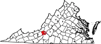 Karte von Roanoke County innerhalb von Virginia