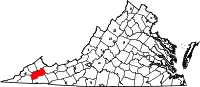 Karte von Russell County innerhalb von Virginia