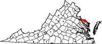 Karte von Westmoreland County innerhalb von Virginia