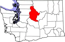 Karte von Chelan County innerhalb von Washington