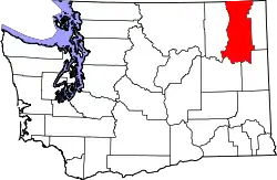 Karte von Stevens County innerhalb von Washington